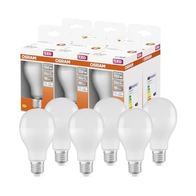 Afbeelding van OSRAM LED STAR KLASSIK A150 LAMP til E27 Socket, Pear Shape, FR, 2452 Lumen, Daylight White (6500K), udskiftning konventionelle 150W pærer, ikke dæmpbar, 6 pack