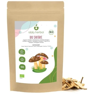 Afbeelding van Bio Shiitake gedroogd (100g), Paddenstoelen Bio, Lentinula edodes, uit gecontroleerde biologische teelt, 100% natuurlijk en zonder toevoegingen