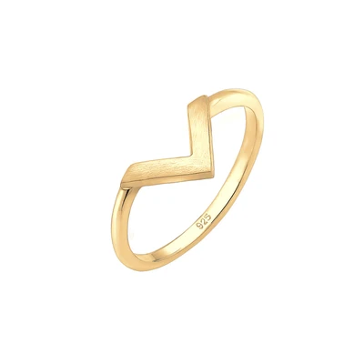 Afbeelding van Elli GEO Vform Basic MATT Minimal Trend Ring, Dames, Maat: 54, Gold
