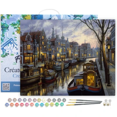 Afbeelding van Figured&#039;Art Schilderen op Nummer Volwassenen met lijst Leven het kanaal Handwerk acrylverf Kit DIY Compleet 40x50cm Canvas al ingelijst