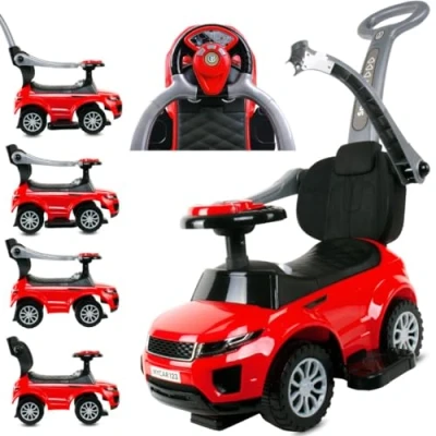 Afbeelding van 4in1 kinderauto schuifauto vanaf 2 jaar en duwauto met claxon muziek, opbergruimte onder de zitting (Wit)