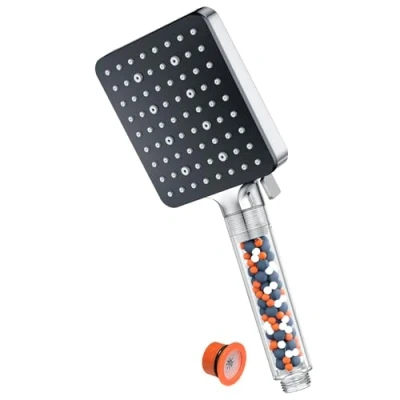 Afbeelding van YEAUPE PRO douchekop, universele douchekop met filter, badkuip, handdouche (115 x 100 mm), waterbesparende 6 straalsoorten, hogedruk regendouche, spaardouchekop, antikalk