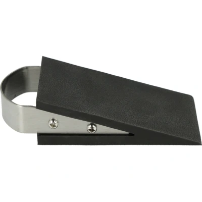 Afbeelding van Westcott Deurstopper wigvorm, antislip rubberen wig met roestvrijstalen handgreep, 12x5x3 cm, zwart E 19000 00
