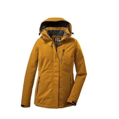 Afbeelding van killtec Kow 140 WMN JCKT, 37411 000, functionele jas voor dames, outdoorjas met afritsbare capuchon, donkermosterd, maat 50
