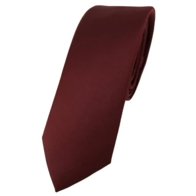Afbeelding van TigerTie Herenstropdas smalle stropdas van 5,5 cm in effen design, ideaal voor zakelijke afspraken, feestelijke gelegenheden en vrije tijd., wijnrood, Krawattengröße: ca. Länge 150 cm, Breite