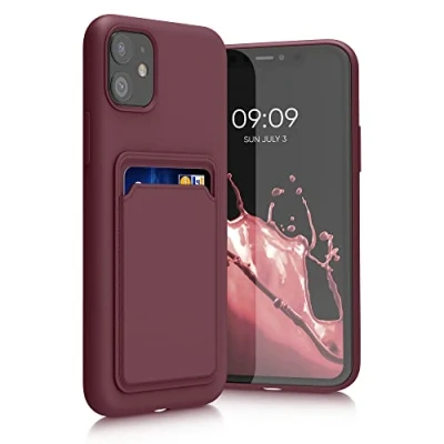 Afbeelding van kwmobile telefoonhoesje compatibel met Apple iPhone 11 hoesje Case pasjeshouder Smartphone cover in wijnrood