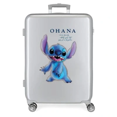 Afbeelding van Disney Stitch koffer, 100 stuks, middelgroot, grijs, 48 x 70 26 cm, harde ABS kunststof, geïntegreerde TSA sluiting, 81 l, 2 kg, 4 dubbele wielen, 100, Maleta mediana, Middelgrote koffer