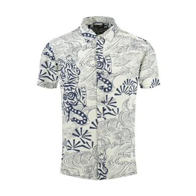 Afbeelding van Key Largo MSH Resort Overhemd White navy, Heren, Maat: Small, navy