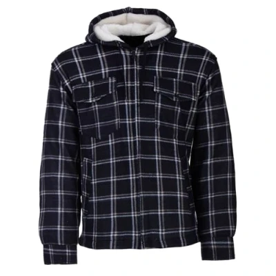 Afbeelding van Henry Terre Houthakkersjas voor heren, hemdjack, capuchon, werkjas, hemd, flanel, thermische jas, geruit, gevoerd, Donkerblauw, M