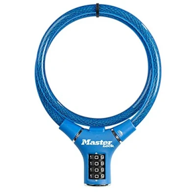 Afbeelding van Master Lock Fietskabelslot [Combinatie] [90 cm Kabel] [Buiten] [Blauw] 8229EURDPROBLU voor (Elektrische) fietsen, Skateboards, Kinderwagens, Grasmaaiers en andere Buitenapparatuur