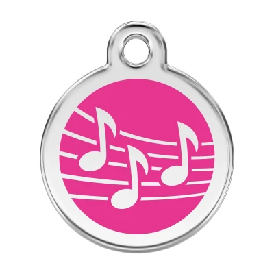 Afbeelding van Music Hot Pink roestvrijstalen hondenpenning large/groot dia. 3,8 cm RedDingo