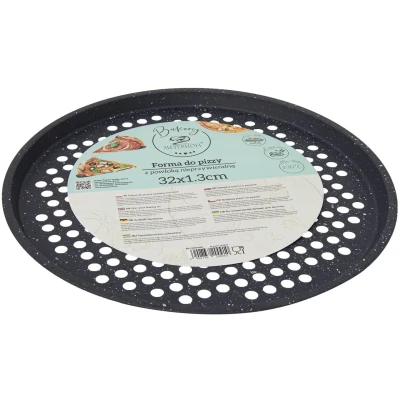 Afbeelding van Meyerhoff Bakery pizzabakplaat / pizza bakvorm Ø 32 x 1,3 cm zwart marmer