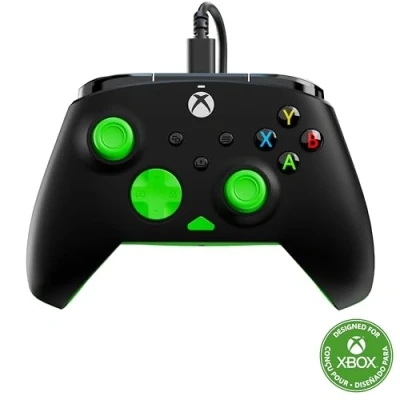 Afbeelding van Turtle Beach Rematch Core Zwart/Groen Bekabelde Gamingcontroller Gelicentieerd voor Xbox Series X en S, One Windows PCs 2 Stops Impulstriggers, Audiobediening, Kabel van 2.5 m