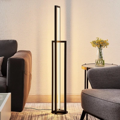 Afbeelding van Lucande LED vloerlamp met dimmer 2 lichts ijzer, aluminium, polycarbonaat H: 123 cm mat Inclusief lichtbronnen