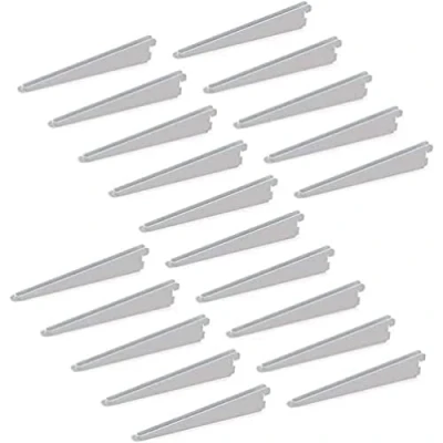 Afbeelding van Emuca 7908612 Plankbeugels voor wandrail met dubbele sleuf (rasterafmeting: 32mm), Wit, 220mm, Set van 20 stuks