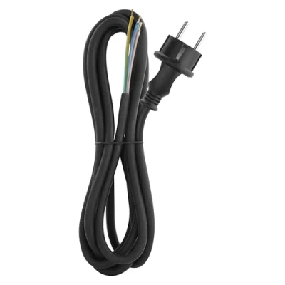 Afbeelding van EMOS Rubberen aansluitkabel 3 m, voedingskabel, voor hoge mechanische belasting, Schuko, x 1,5 mm2, H07RN F rubber/neopreen, zwart