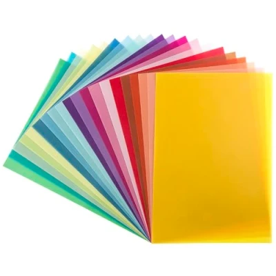 Afbeelding van Transparant papier, DIN A4, 20 kleuren, 130 g/m², kleurrijk papier voor knutselen, scrapbooking, kaarten maken, knutselen en meer