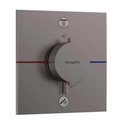 Afbeelding van Hansgrohe showerselect comfort e afbouwdeel voor inbouw douchekraan thermostatisch met 2 functies vierkant afgeronde hoeken brushed black chrome 1