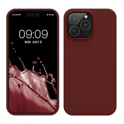 Afbeelding van kwmobile telefoonhoesje geschikt voor Apple iPhone 14 Pro Max Hoesje met siliconen coating Smartphone case in wijnrood