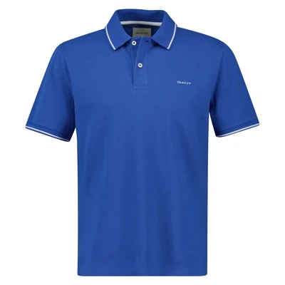 Afbeelding van Gant Tipping Piqué Poloshirt Blauw Maat 3XL Heren