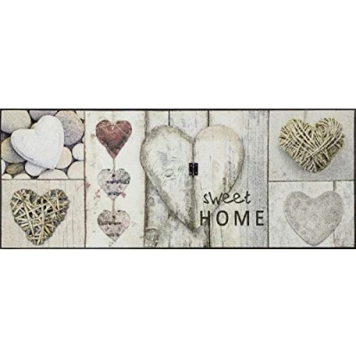 Afbeelding van wash+dry by Kleen Tex Loper Vintage Hearts Inloopmatten, motief harten, antislip, wasbaar