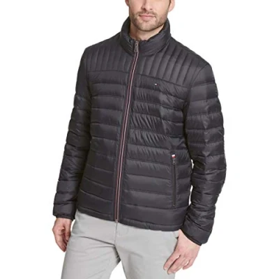 Afbeelding van Tommy Hilfiger Ultra Loft Lichtgewicht opbergbare bufferjas (standaard en groot hoog) alternatieve donsjas, zwart, XXL