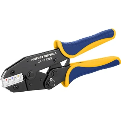 Afbeelding van haisstronica Krimpgereedschap voor krimpconnectoren AWG 22 10 Rateldraad Terminal Crimper Ratcheting Tools Beschikbaar geïsoleerde nylon connectoren en elektrische draadconnectoren