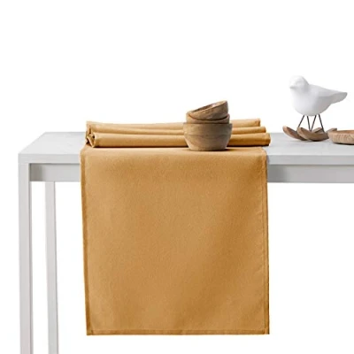 Afbeelding van AmeliaHome Tafelloper 30 x 80 cm lotuseffect waterafstotend glanzend goud Empire