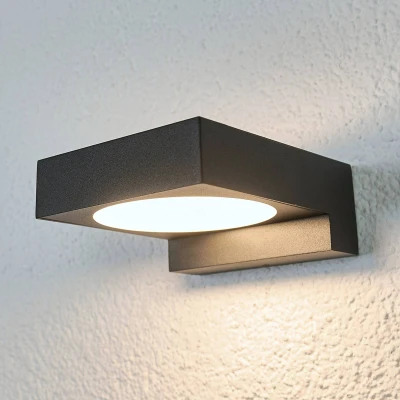 Afbeelding van Arcchio LED wandlamp buiten 1licht aluminium, polycarbonaat H: 5.2 cm zwart, wit Inclusief lichtbron