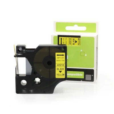 Afbeelding van Geschikt Dymo 40918 (S0720730) tape zwart op geel (9mm) Alleeninkt