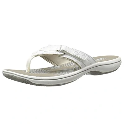 Afbeelding van Clarks Breeze Sea Teenslippers voor dames, Nieuw Wit Synthetisch, 42 EU