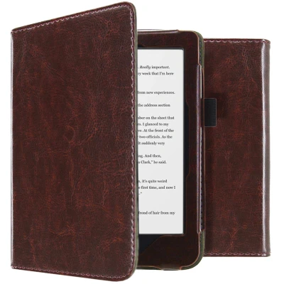 Afbeelding van Kobo Clara HD Hoes: iMoshion Vegan Leather Bookcase Donkerbruin Kunstleder E Reader Hoezen