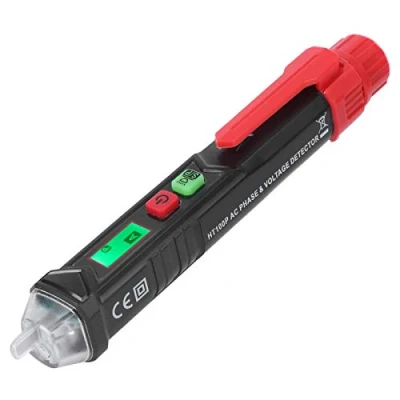Afbeelding van Contactloze spanningstester, HT100P Dubbel Bereik 12V 1000V/48V 1000V AC Voltage Detector Pen, 3 Fase Rotatie Indicator, Pen Tester met LED Zaklamp, Alarm