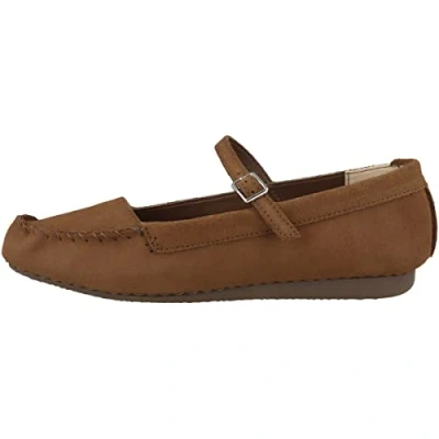 Afbeelding van Clarks Freckle BAR Damen Ballerina&#039;s met enkelbandjes, Dames, Maat: 39, Dark tan suede Veloursleer