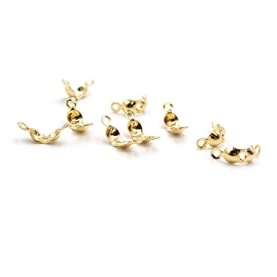Afbeelding van Vintageparts Knijpjes met 18 karaat gouden coating, 3 mm, 10 stuks om zelf sieraden te maken