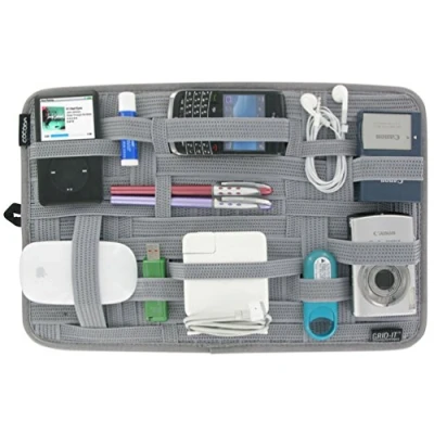 Afbeelding van Cocoon GRID IT Tassen organizer met elastische banden, elektronica accessoires, voor gereedschap, multifunctioneel organisatiesysteem ritssluiting en lus, grijs, 38,4 x 1 24,4 cm