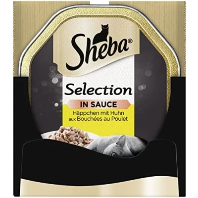 Afbeelding van Sheba 4008429095825 Selection in Sauce Kattenvoer met kippenhapje saus voor volwassen katten, 22 x 85 g kattenvoeding
