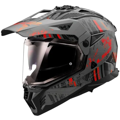 Afbeelding van LS2 MX702 Pioneer II helm Crazy mat grijs rood