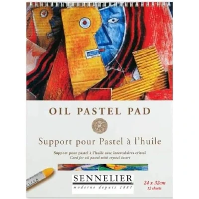 Afbeelding van Sennelier Olie Pastel Pad spiraal 12 vellen 340 g/m² met kristallen tabbladen (bescherming) zuurvrij 24 x 32 cm