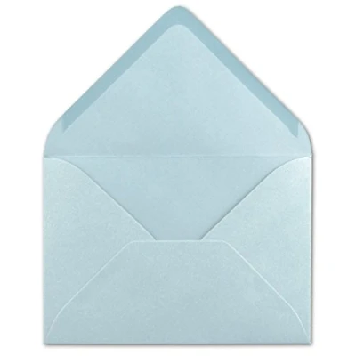 Afbeelding van Enveloppen, 100 stuks, C6, lichtblauw, 11,4 x 16,2 cm, 120 g/m², natte plakrand enveloppen zonder venster, voor uitnodigingen van je glüxx agent