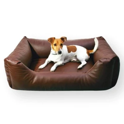 Afbeelding van 4L Textil Mario Waterdicht hondenbed, kunstleer, hondenmand van voor grote en middelgrote honden, hondensofa, XXL, hondenkussen, 120 x 90 cm, bruin