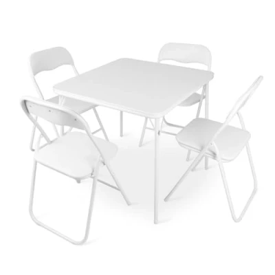 Afbeelding van Milton &amp; Oldbrook Klaptafel met 4 Klapstoelen Volos Wit