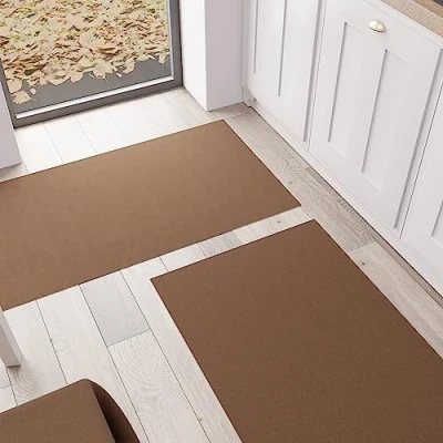 Afbeelding van PETTI Artigiani Italiani TPCTU, keukentapijt, loper voor keuken, antislip en wasbaar, 52 x 340 cm, eenkleurig design, bruin, 100% Made in Italy
