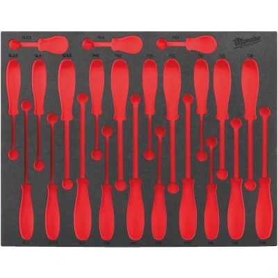 Afbeelding van Milwaukee Empty 23 pc Trilobe Screwdriver Foam Insert Lege Inlay schroevendraaier set (23 delig) 4932493668