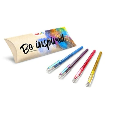 Afbeelding van Pentel Arts Hybrid Dual metallic K110, rollerbalpen, gel, 4 kleuren gesorteerd (blauw + groen metallic, paars blauw roze en goud), verschillende