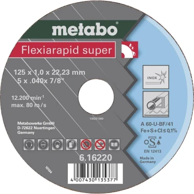 Afbeelding van Metabo Accessoires Doorslijpschijf FLEXIARAPID SUPER Ø 125x1x22,23 mm INOX TF 41 25 stuks 616220000
