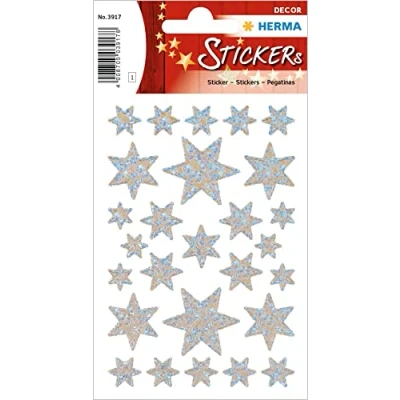 Afbeelding van 10x Herma Stickers ster 6 puntig, zilver irisfolie glanzend