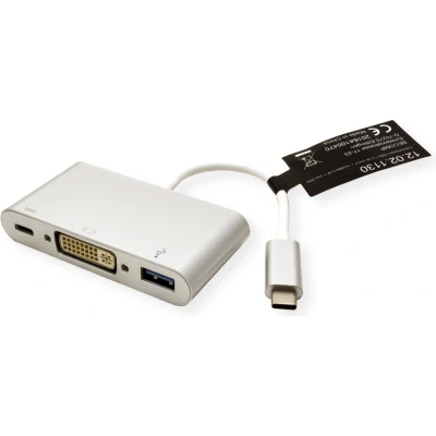 Afbeelding van ROLINE Beeldscherm Adapter USB Type C DVI + 3.2 Gen 1 A PD