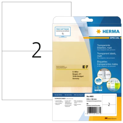 Afbeelding van Etiket HERMA 4683 210X148mm wit 50stuks