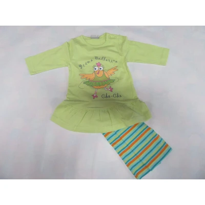Afbeelding van Wiplala Pyjama Katoen 2 delig Meisje Groen Ballerina 6 maand 68